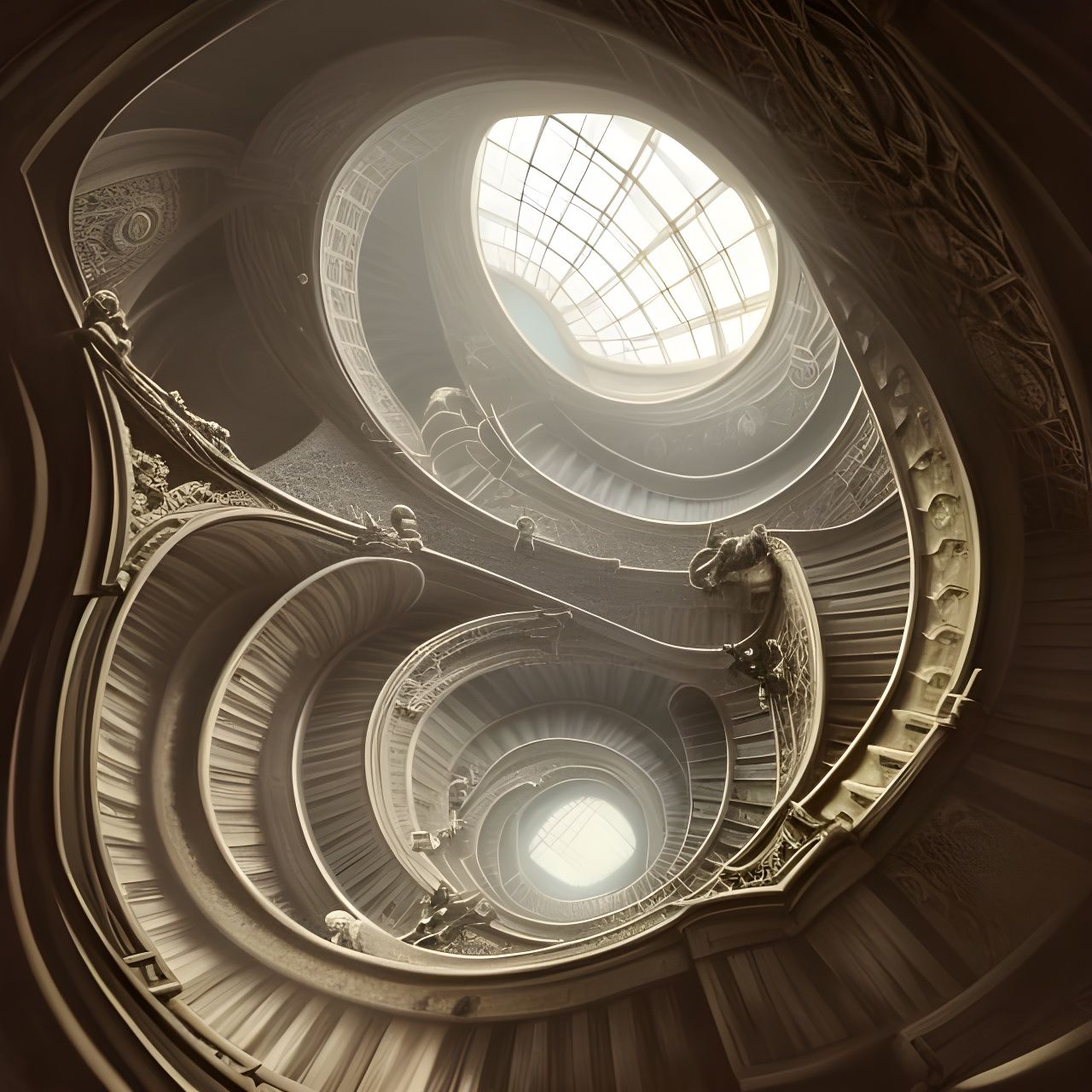 Vatican's Momo Staircase: Digital Art Illustration