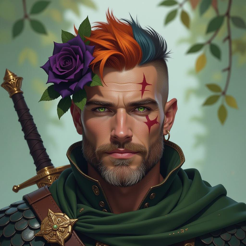 Warrior Mage Portrait with Mystical Realism