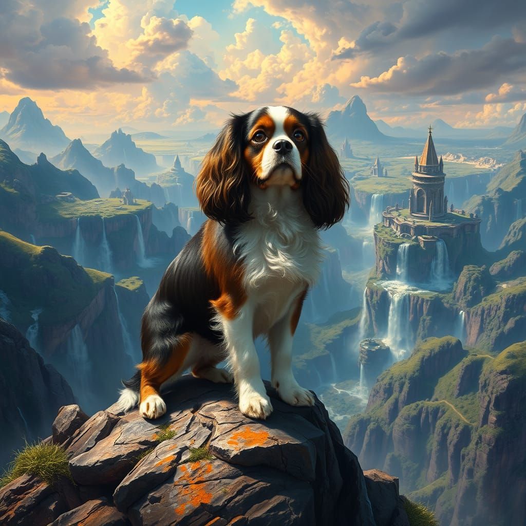 Epic Fantasy Spaniel Reigns Over Celestial Realm