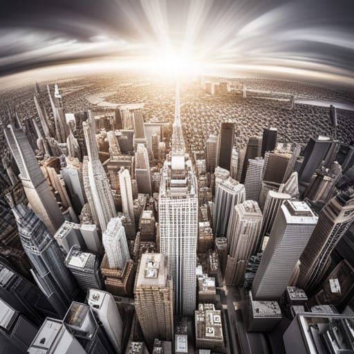 Surreal Cityscape Bathed in Divine Light