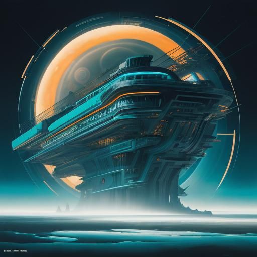 Futuristic Treehouse on Jupiter in Digital Art Style
