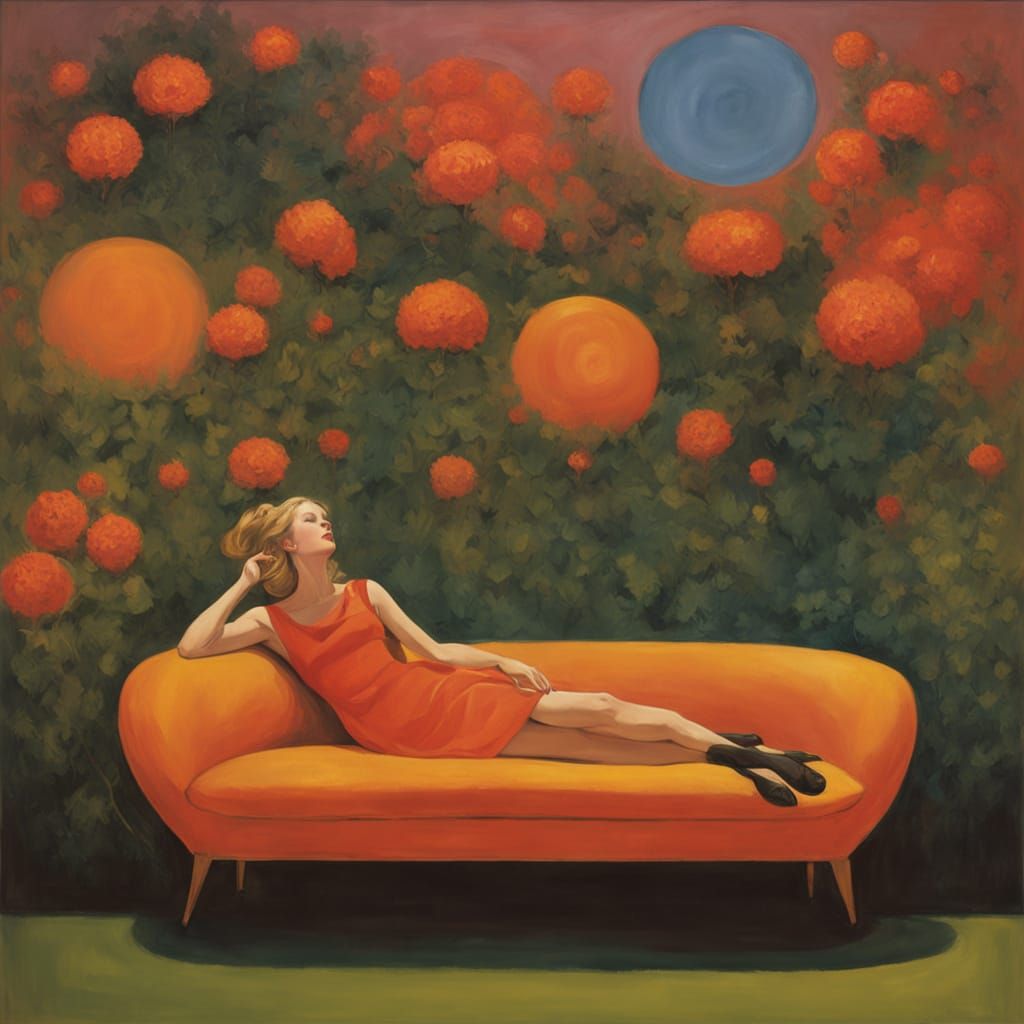 Surrealist Dream Scene with Psychedelic Sky