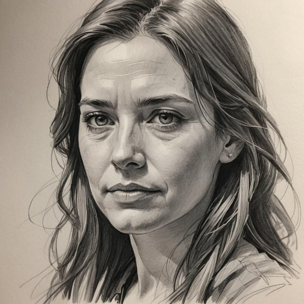 Expressive Pencil Sketch Portrait of a Woman