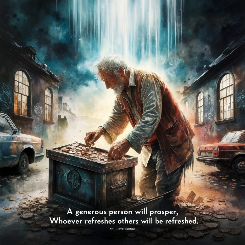 Generous Soul Finds Prosperity in a Vibrant Watercolor Oil P...