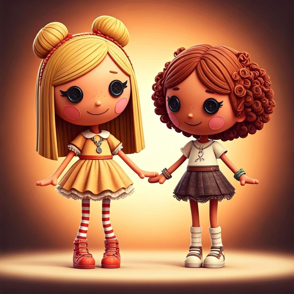 Two Cheerful Lalaloopsy Dolls in 3D Digital Art