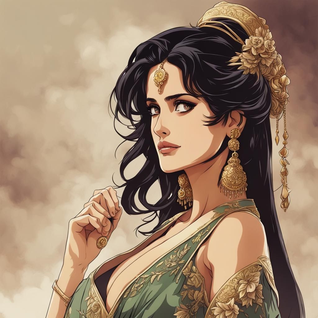 Salma Hayek Anime Art Portrait