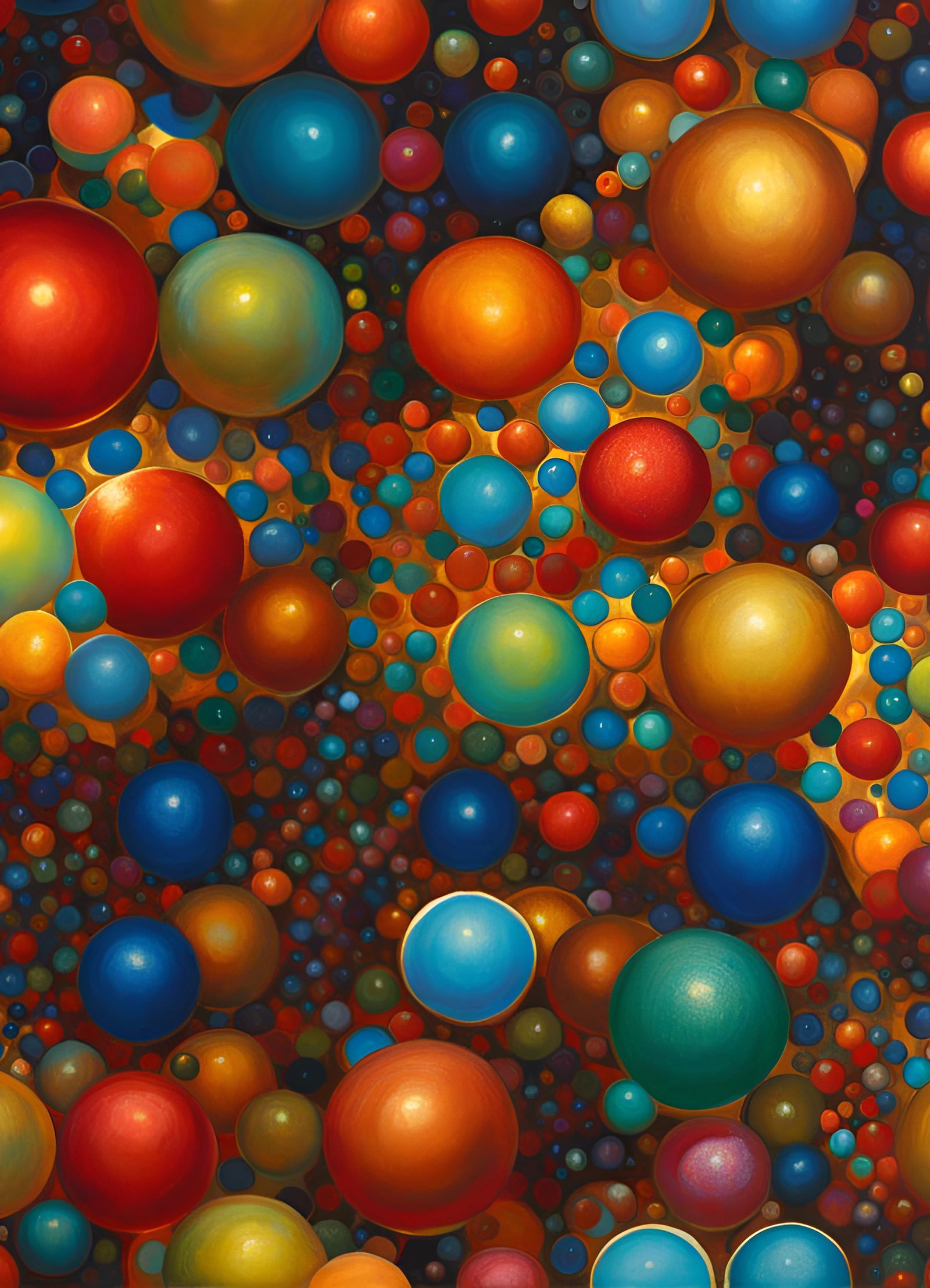 Plaid Atoms Painting in Whimsical Style