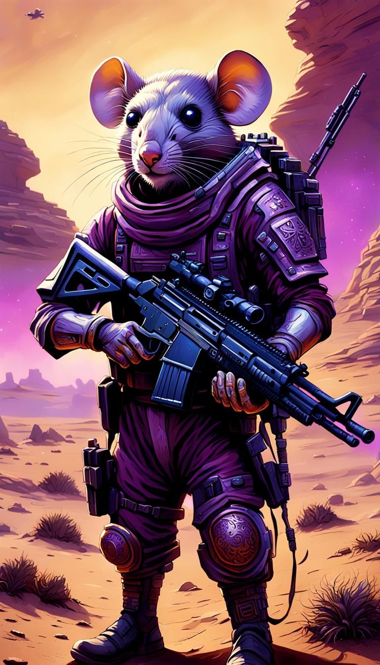 War Mouse on Mars in Dark Fantasy Style
