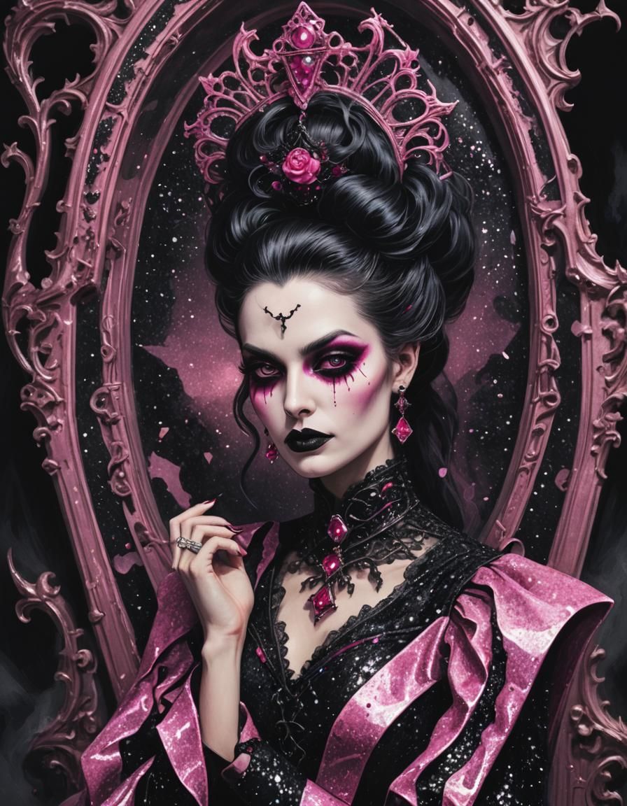 Paris Glam Gothic Vampire Coffin in Pink and Black