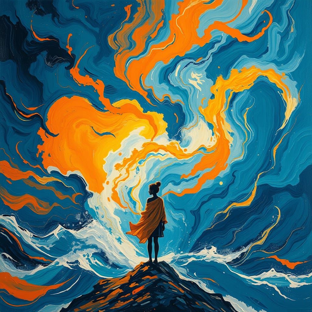 Storm Goddess in Turbulent Impressionist Masterpiece