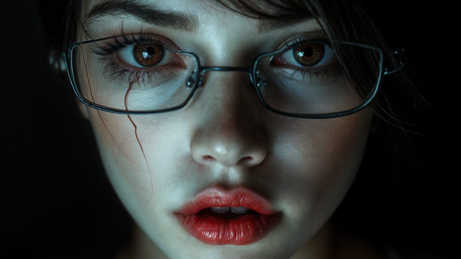 Mysterious Woman Portrait with Red Eyes