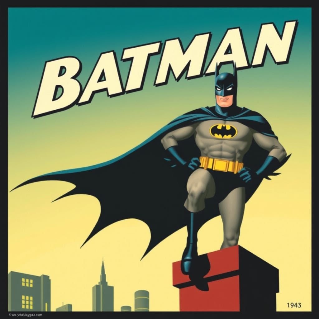 Vintage Batman Poster in 1930s Style