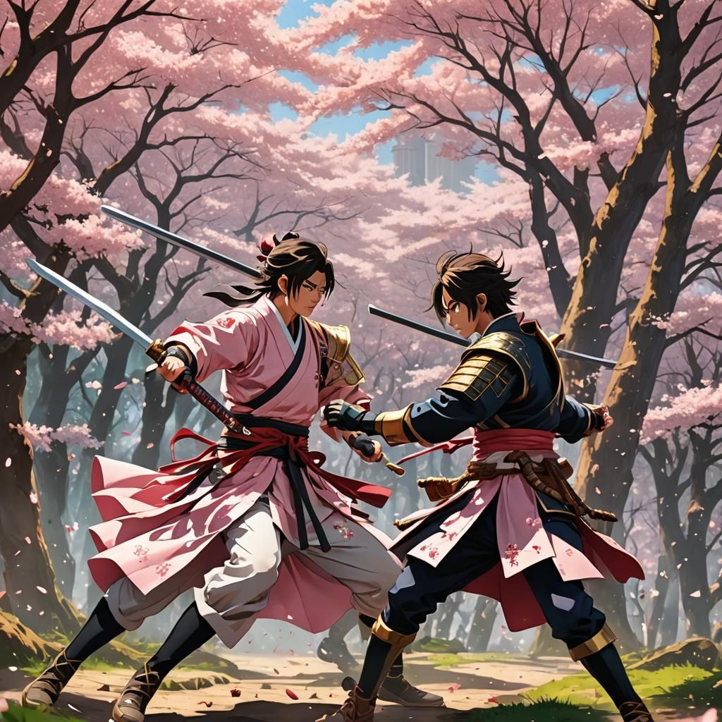 Dynamic Anime Action Scene: Warrior Duel