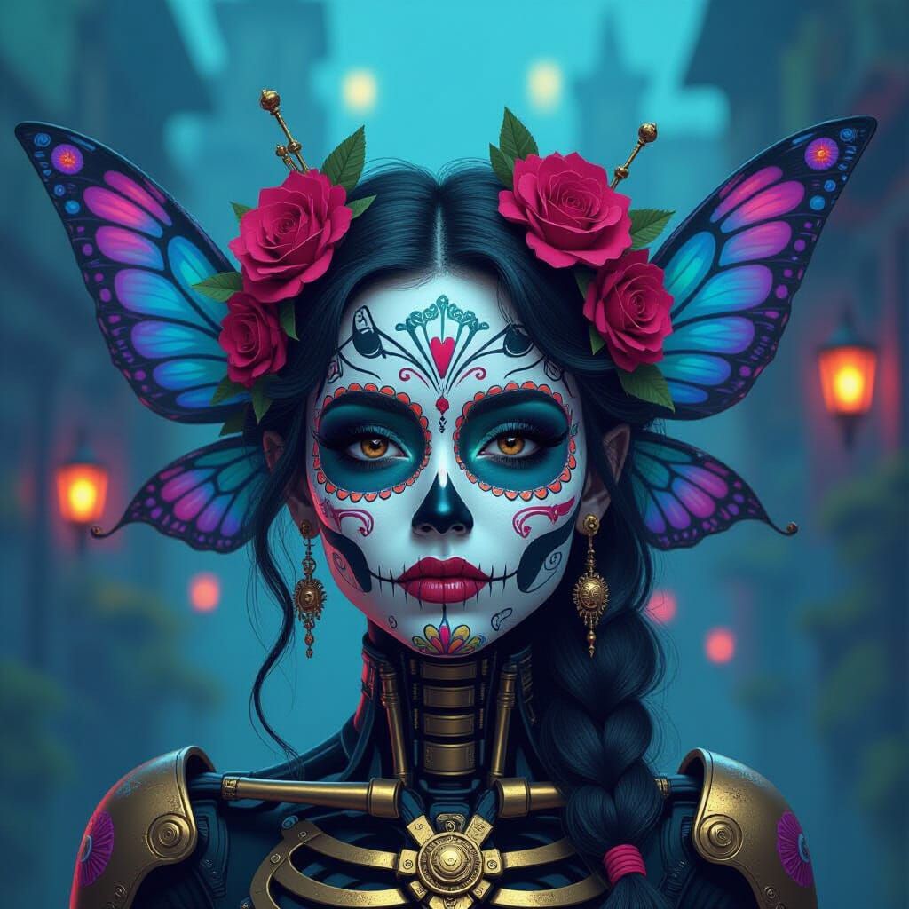 Biomechanical Droid Fairy Portrait in Science Fiction Style