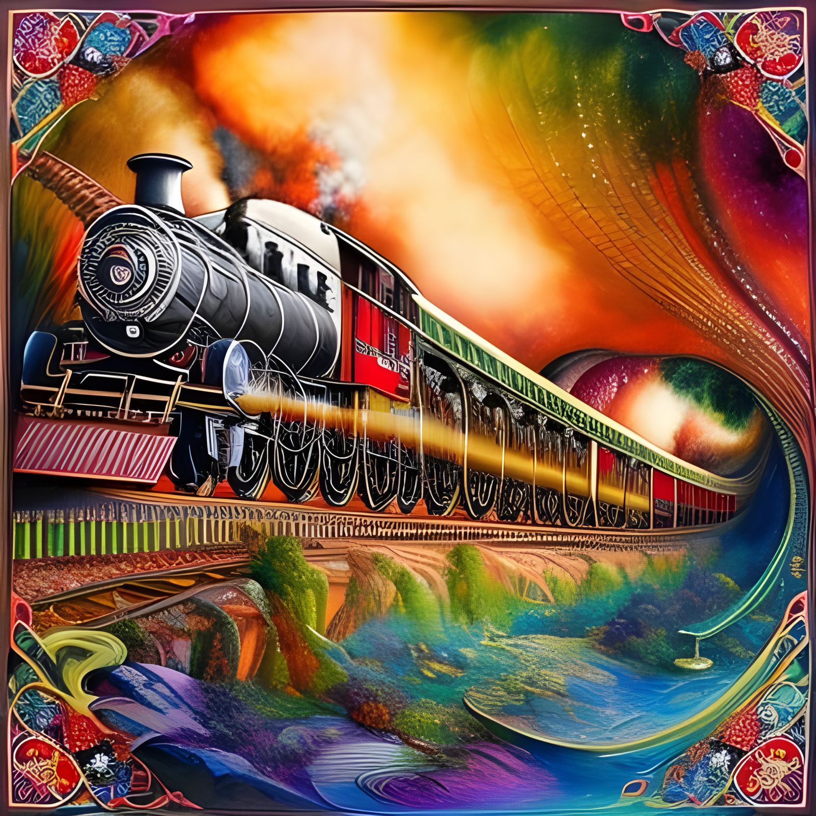 Majestic Steam Train on Spiral Railway