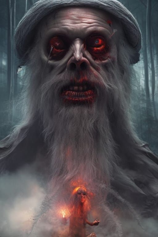 Demon in Sprite Forest: Photorealistic Psychedelic Art