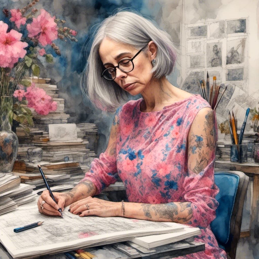Trans Woman Architect Portrait as Oil Painting