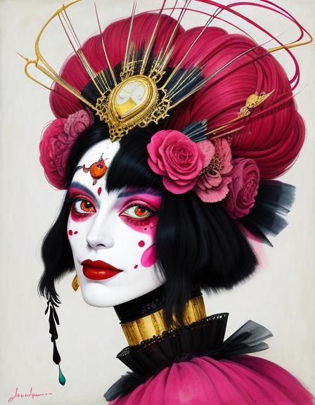 Enigmatic Harlequin Portrayed in Sfumato Style