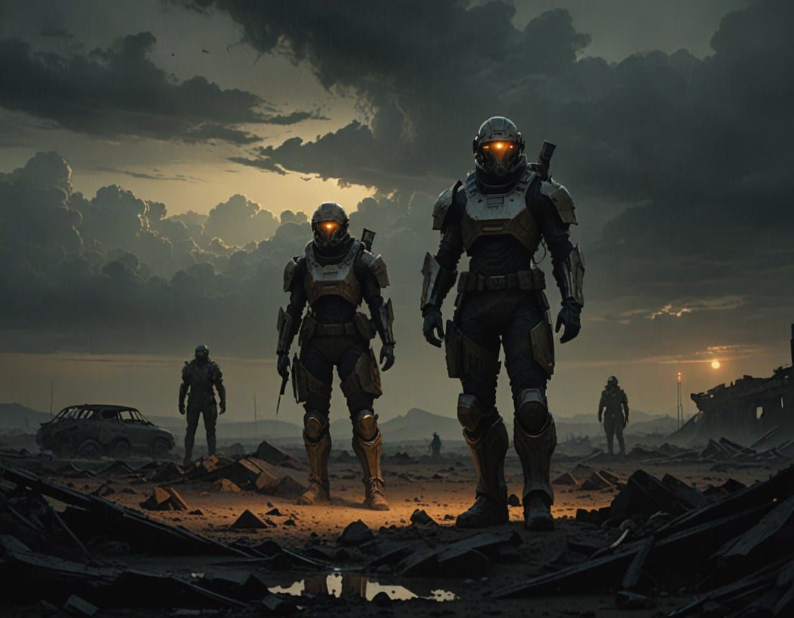 Dystopian Survivors Stand Tall in a Desolate Wasteland in Oi...