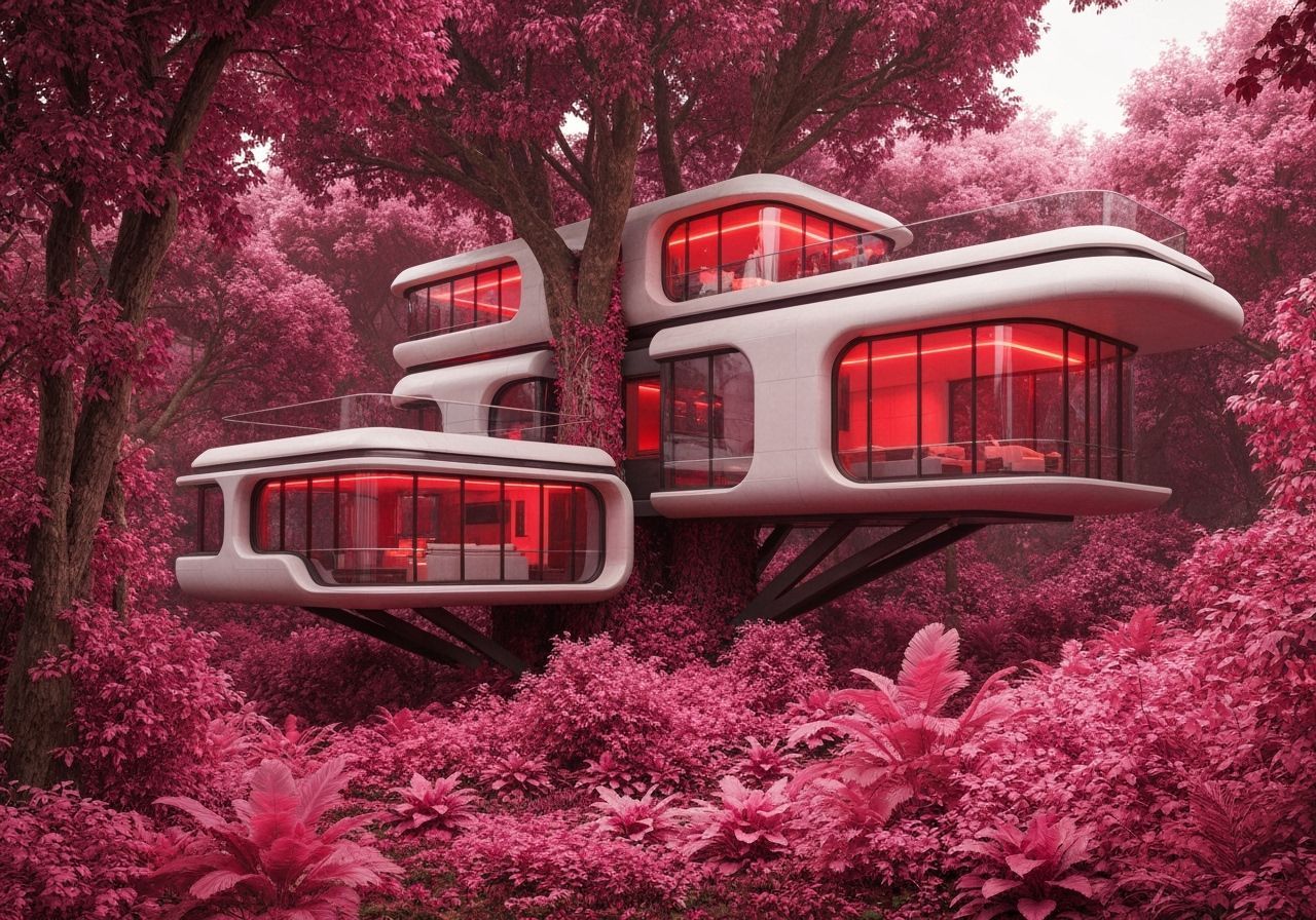Futuristic Treehouse in Lush Tropical Forest