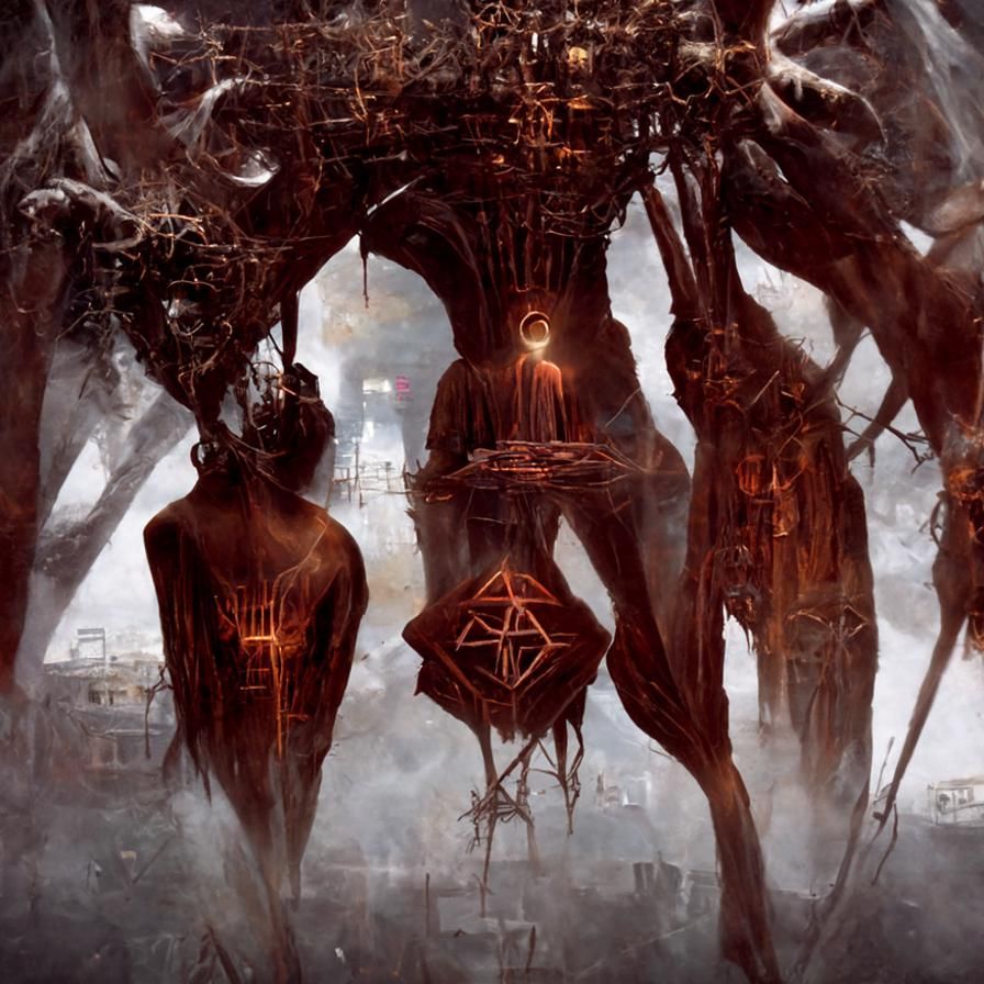 Horrific Geometric Mandala in Beksinski Style