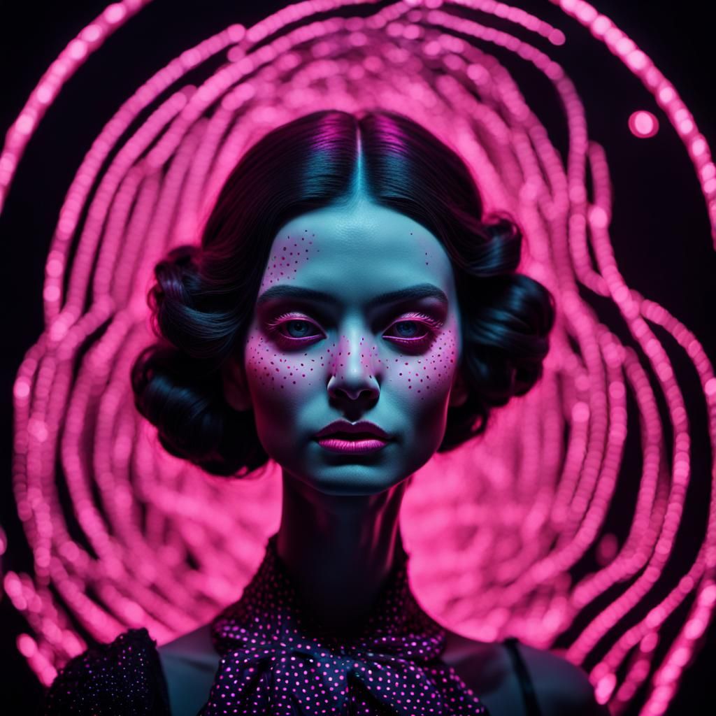 Neon Noir Woman in Ballgown with Bone Piercing