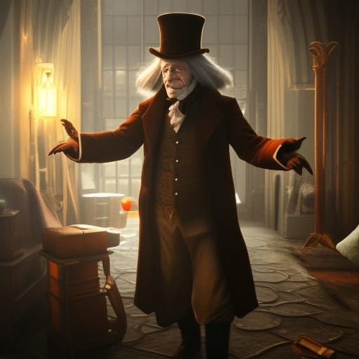Ebenezer Scrooge in 3D Game Cinematic Style