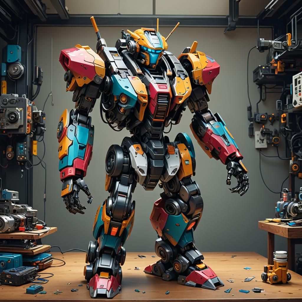 Colorful Mecha Robot Toy by Burdisio, Wood & Bana