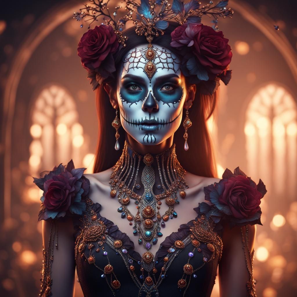Gem Skeleton Halloween Makeup: Fantasy Art