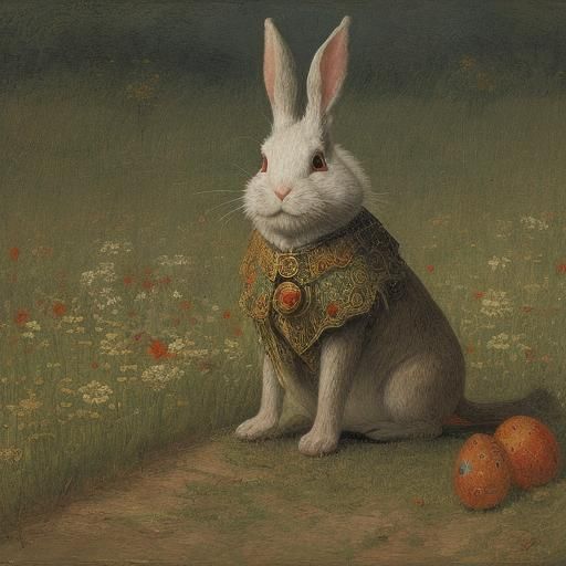 Menacing Rabbit Sows Fear: Inspired by Van Eyck and Ensor