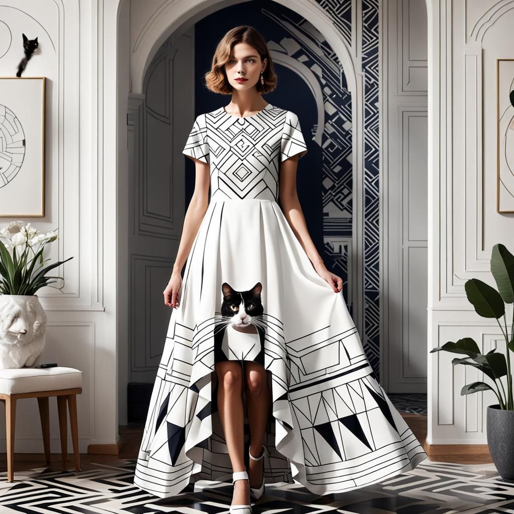 Elegant Woman in Art Deco Interior