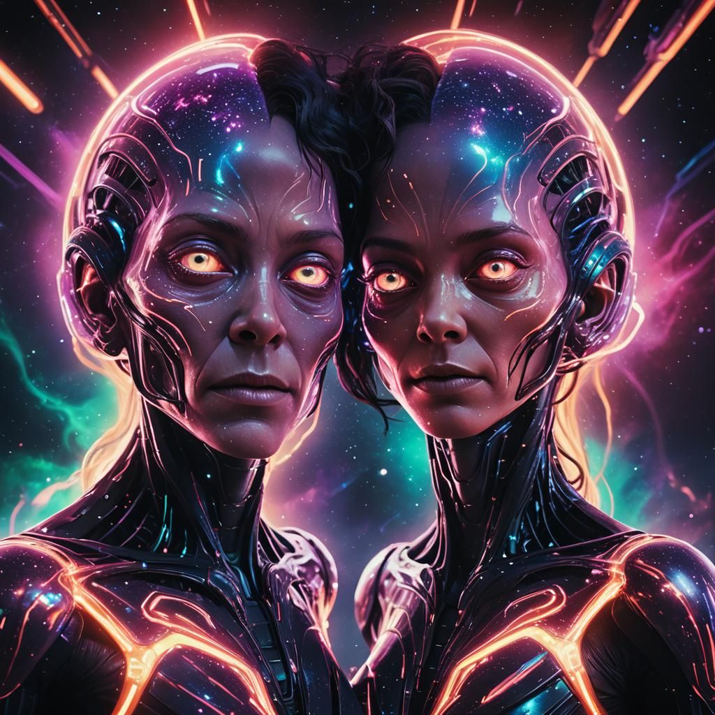 Sci-Fi Portrait: Two Alien Faces Morphing