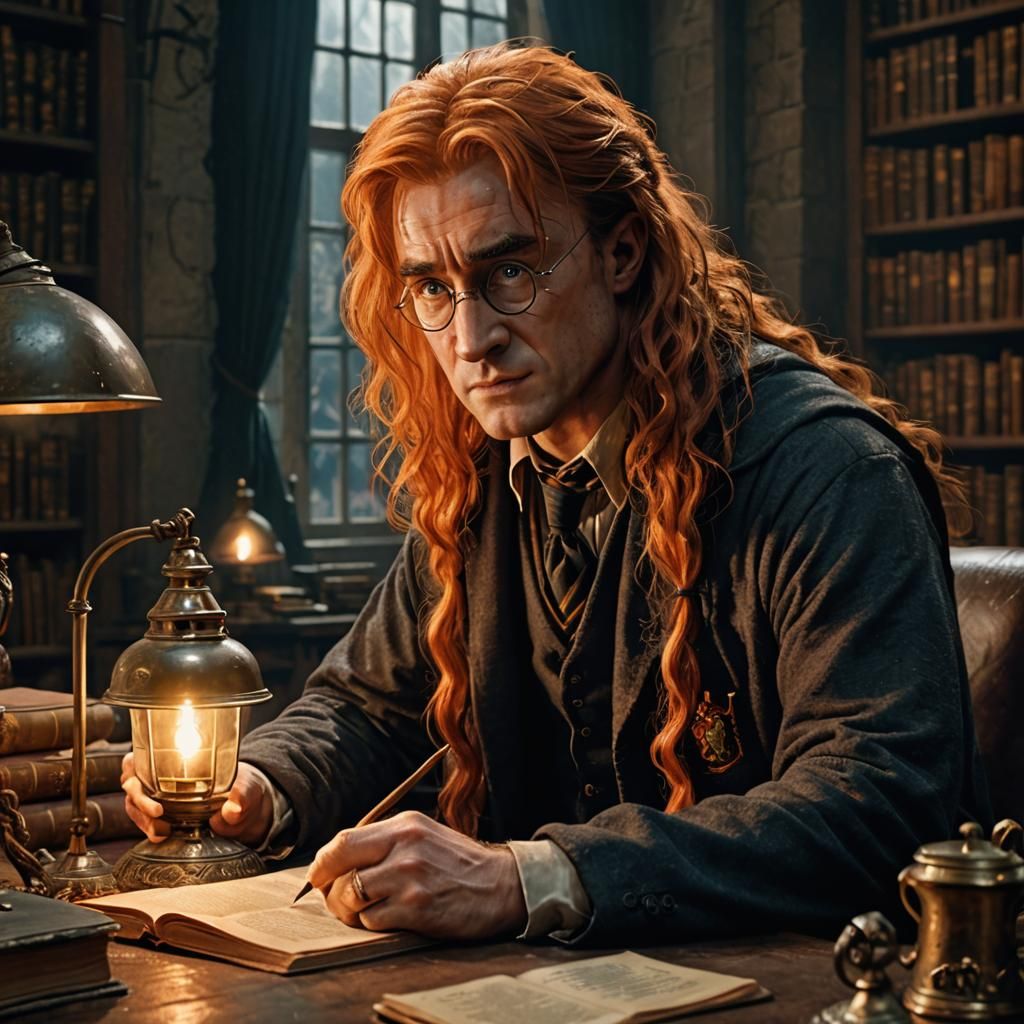 Harry Potter, Fiery Hair, Photorealistic Digital Art