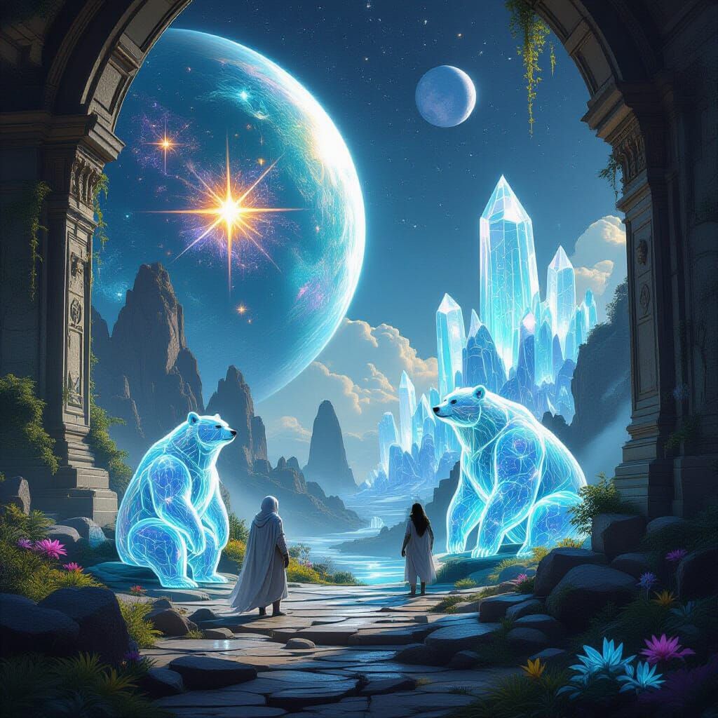 Hyperrealistic Alien Planet Encounter in Digital Art