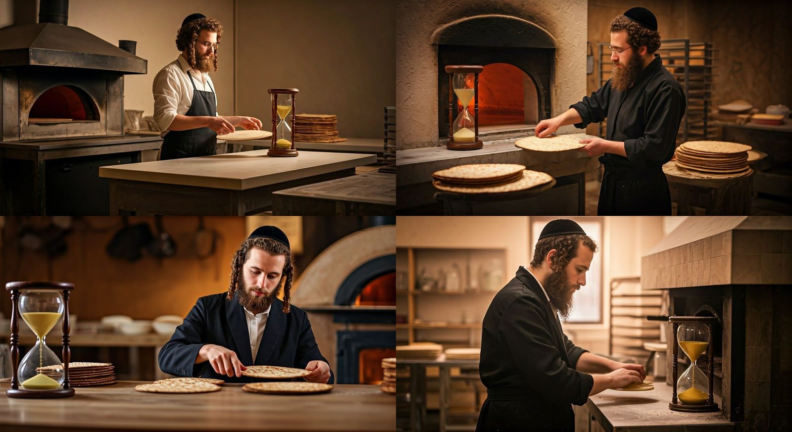 Traditional Hasidic Baker in Matzo Bakery Setting