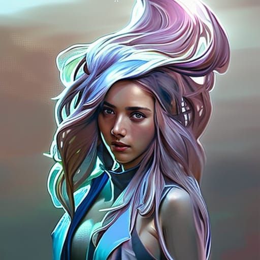 Detailed Portrait of Girl in Art Nouveau Style