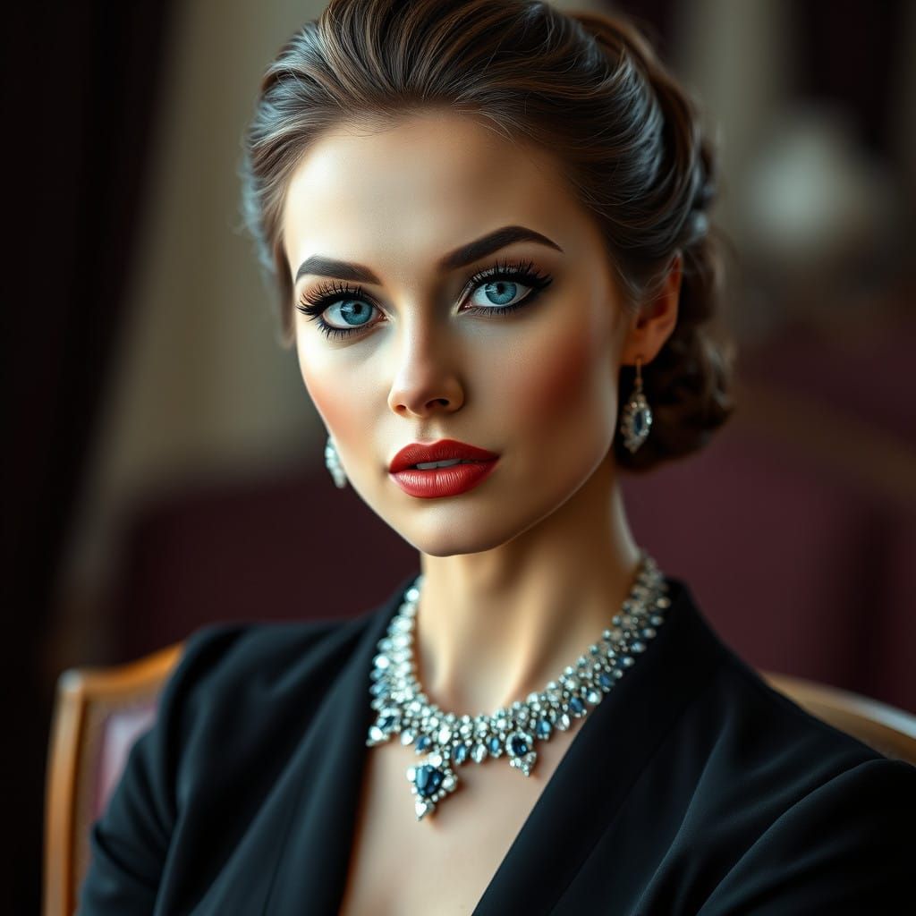 Elegant Woman in Dramatic Portraiture with Fantasy Concept A...