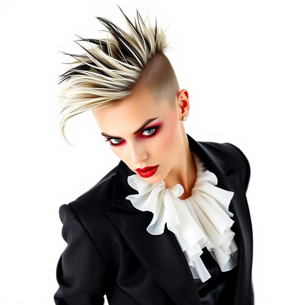 (High-fashion editorial portrait of a model:1.6) with striki...
