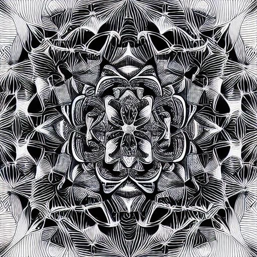 Abstract Vector Fractal Rose with 3D Shading