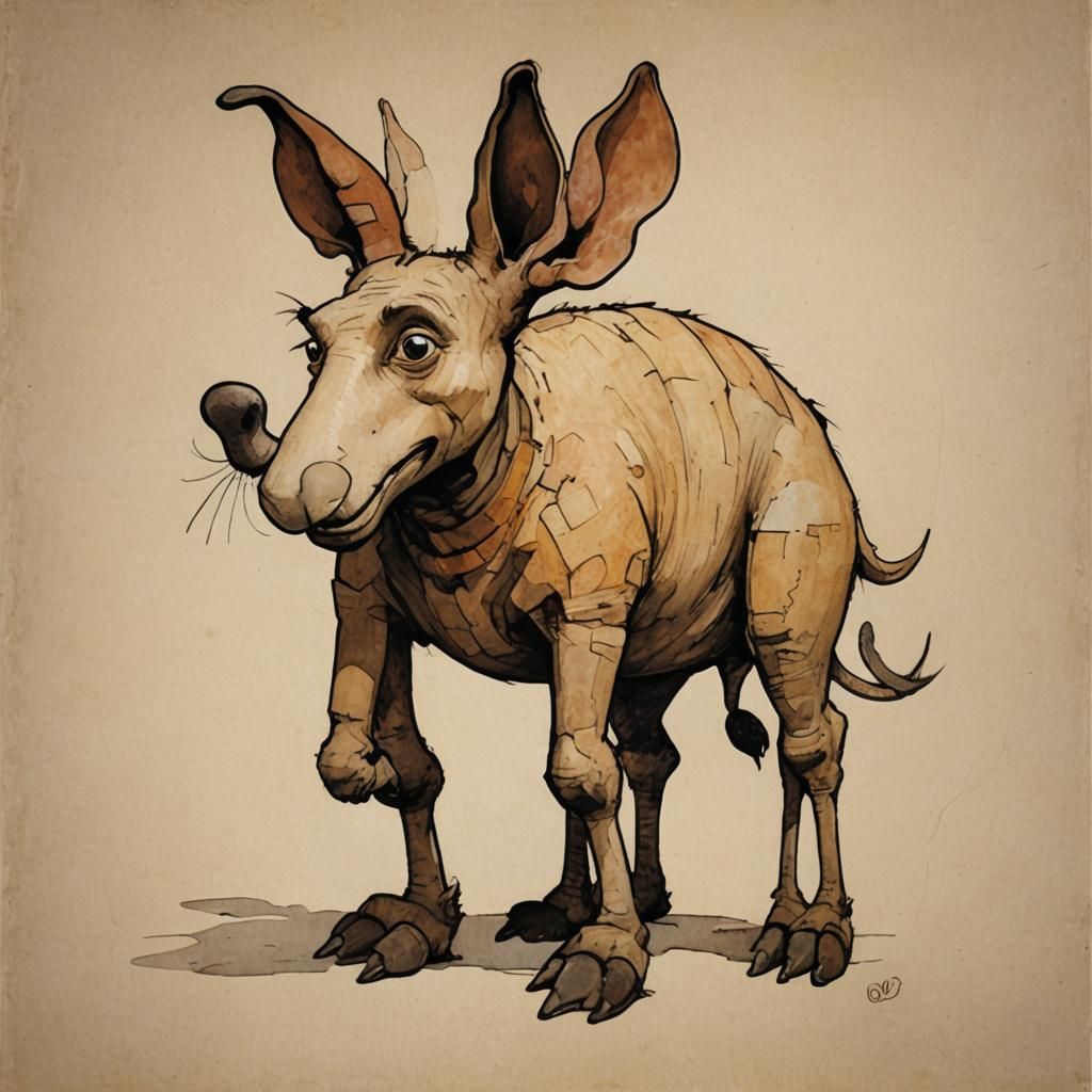 Aardvark in Expressionist Claymation Style
