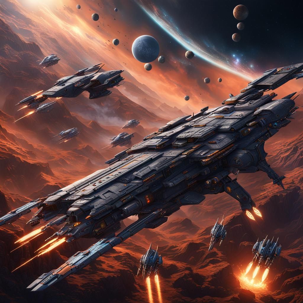 Detailed Space War Matte Painting in 8K