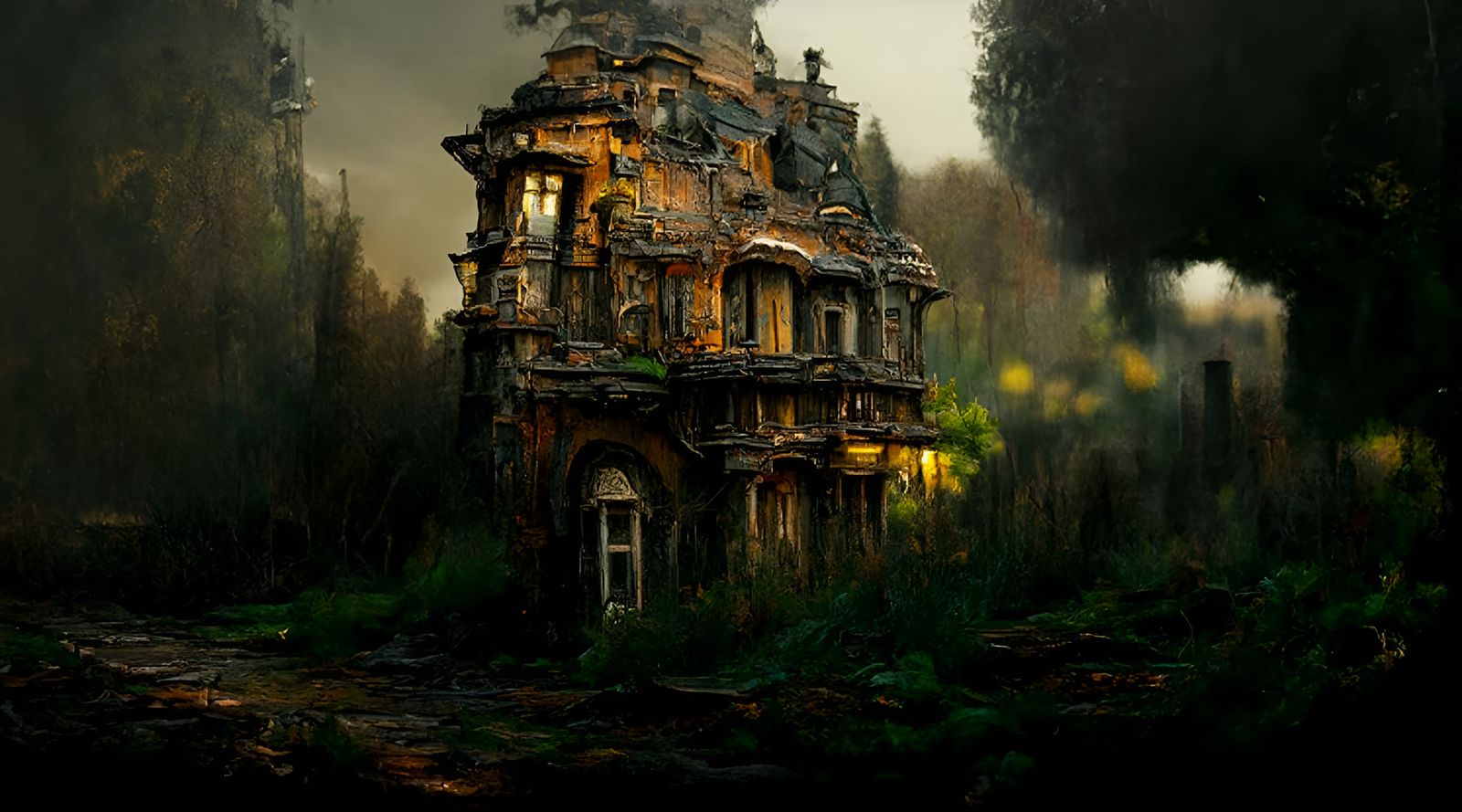Post-Apocalyptic Victorian Manor in Hyperrealism Style