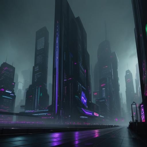 Cyberpunk Cityscape with Neon Lights and Gritty Textures