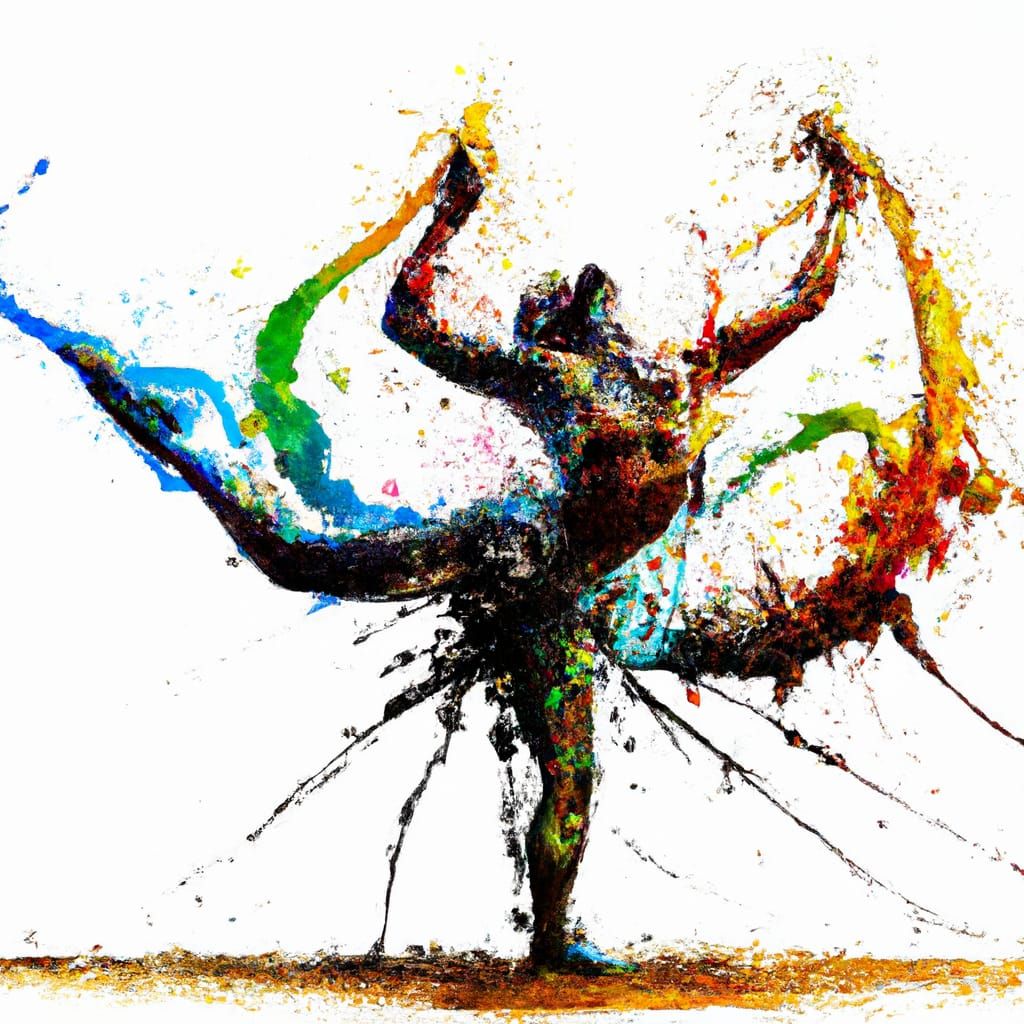 Colorful Ink Splash Yoga Pose in 3D