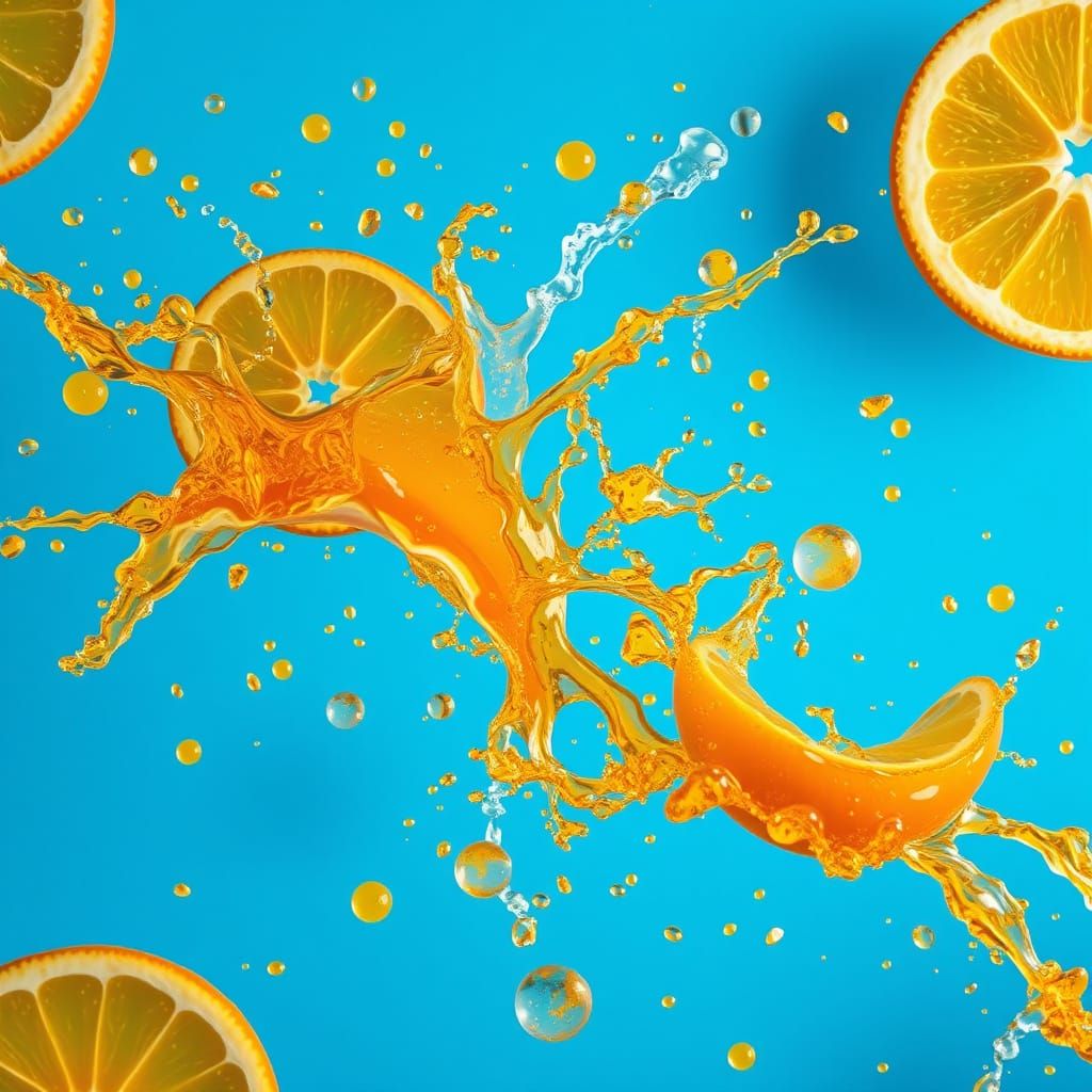 Abstract Blue and Ginger Orange Color Splash