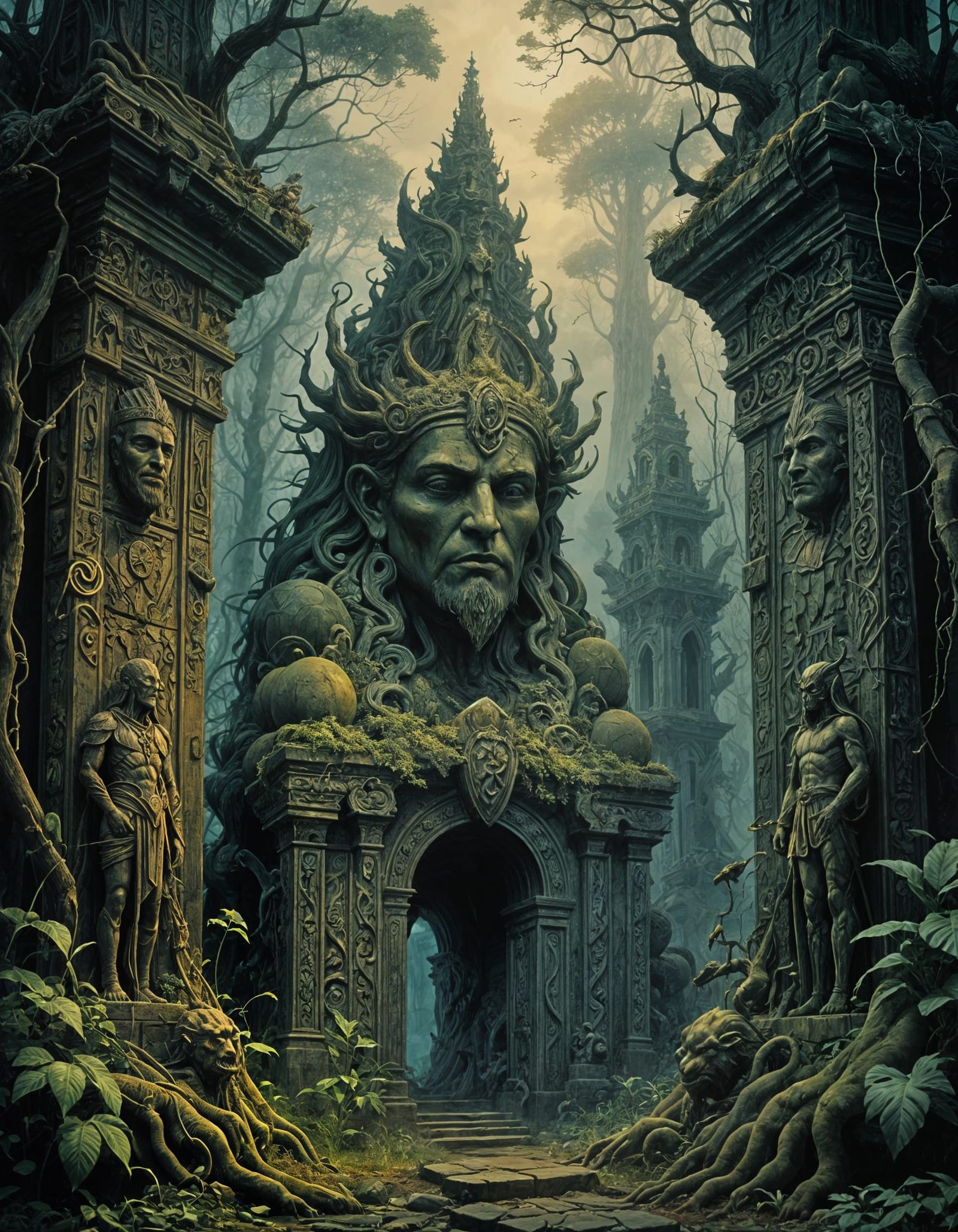 Guardians of the Underworld Door: Hyperdetailed Image