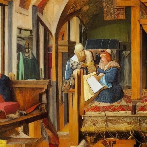 Cozy Interior Scene in Northern Renaissance Style
