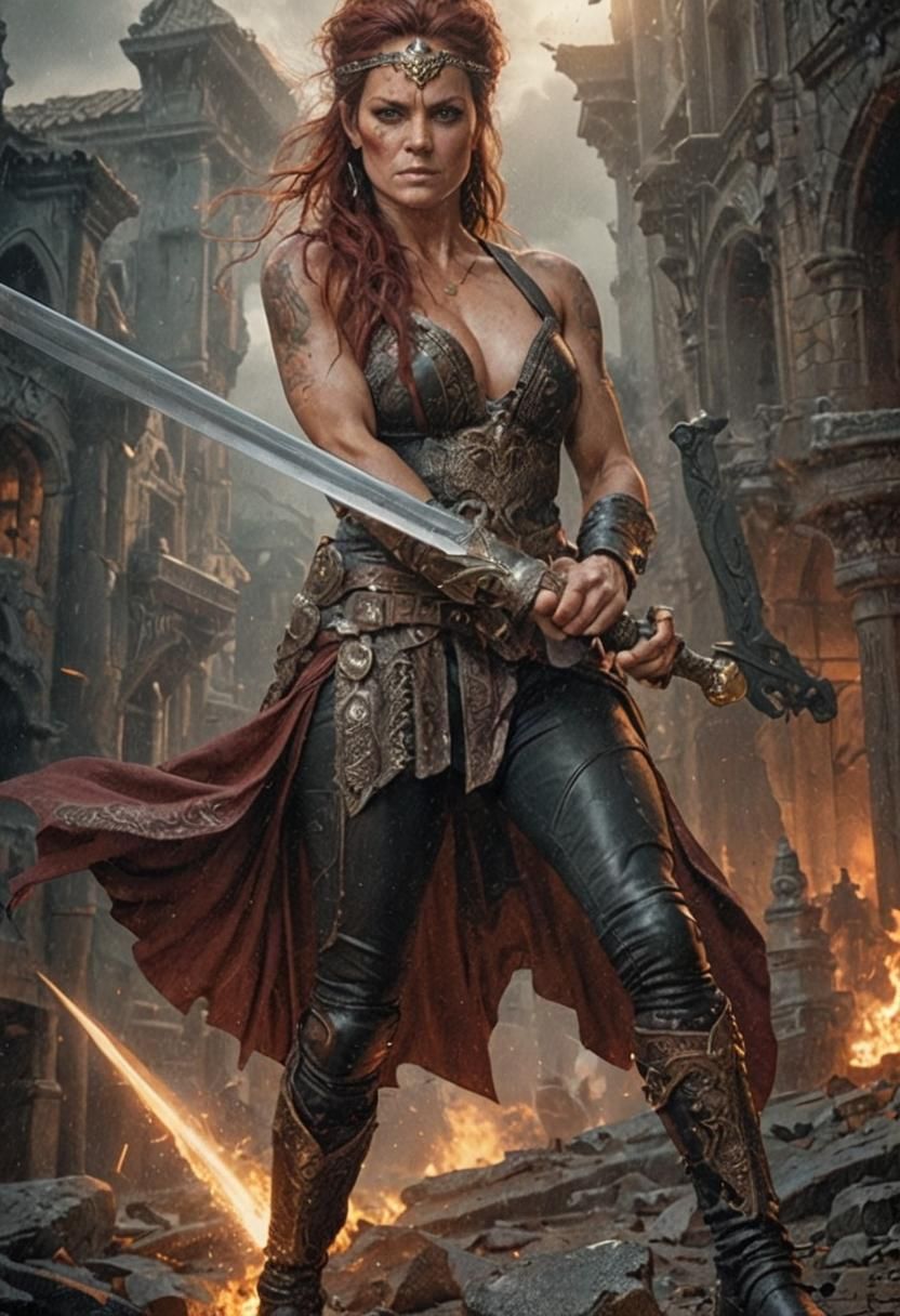Epic Female Warrior with Sword