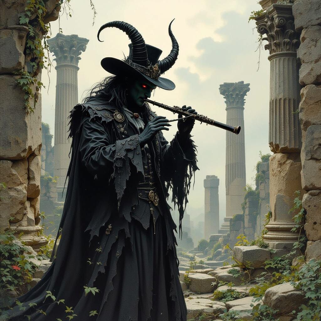 The Devil's Serenade: A Dark Surrealist Vision