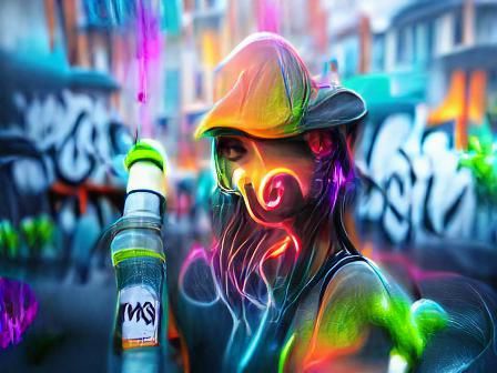 Colorful Neon Graffiti Mist in Impasto Style